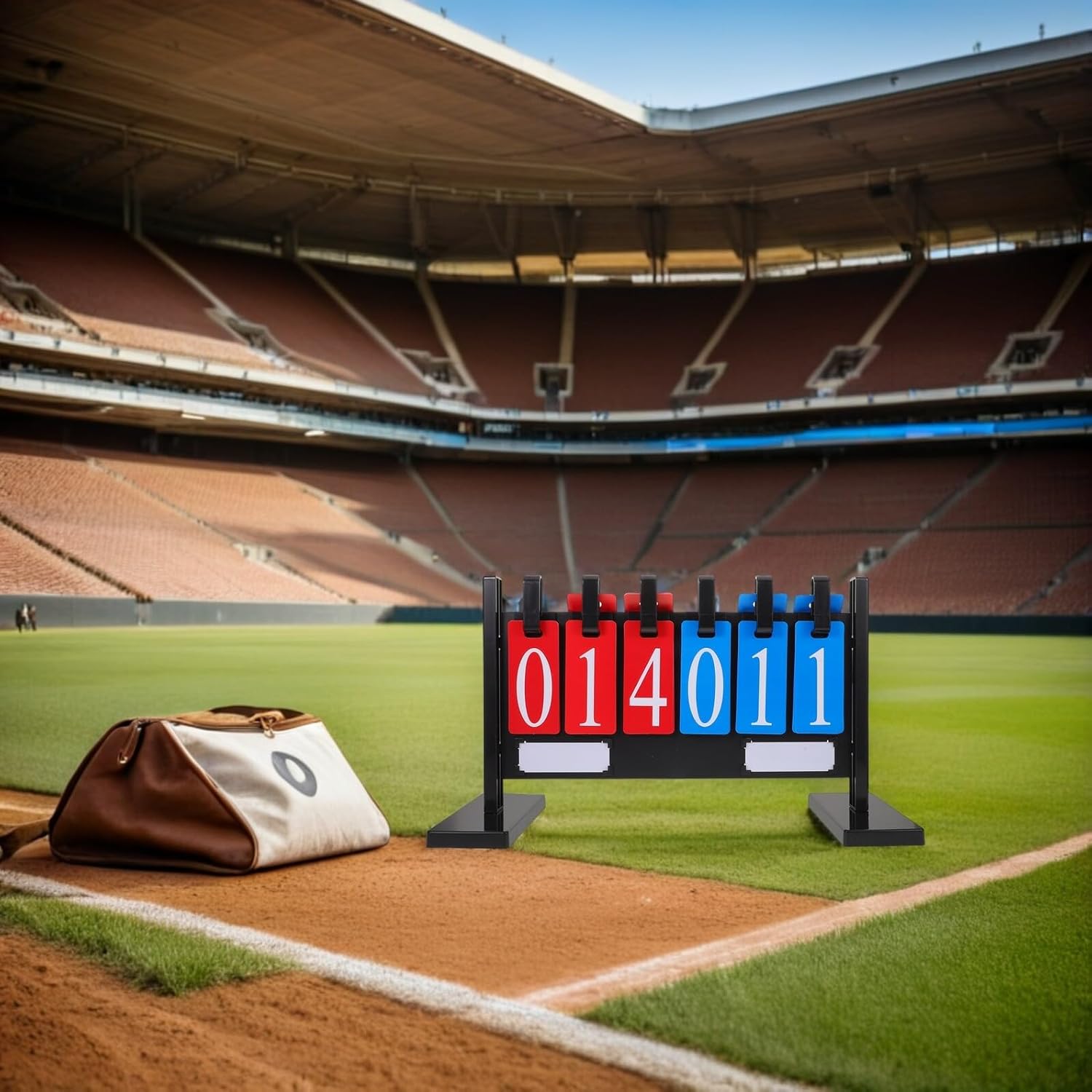 Portable 6-Digit Outdoor Scoreboard Flipper, Weatherproof Heavy-Duty Score Keeper for Basketball Soccer Volleyball Tennis Games