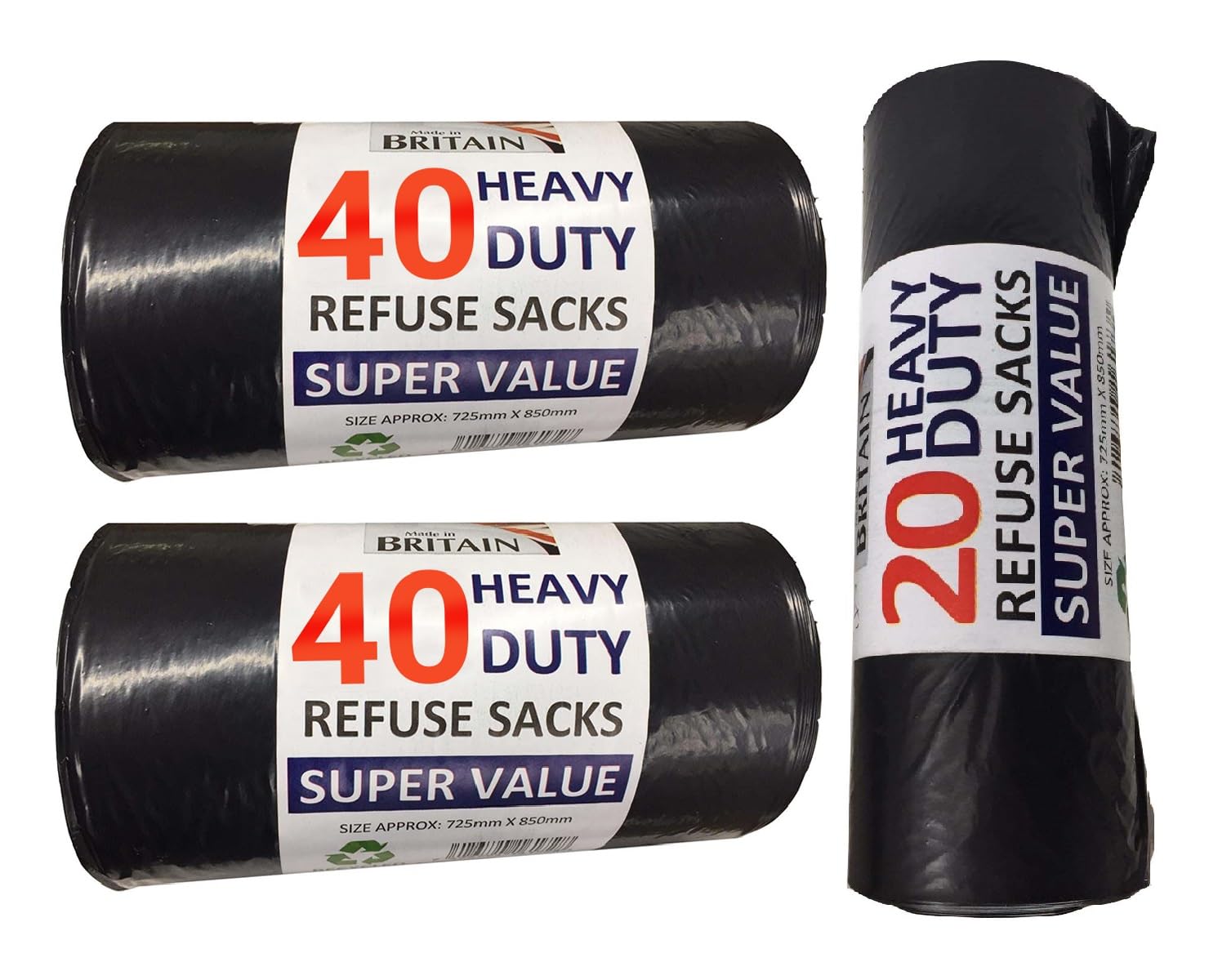 Tezraftaar Black Refuse Sacks Heavy Duty 1000Pcs 14" X 32" X 30" 20Mu Bin Liner 50Ltr Bin Bags For Wastage By