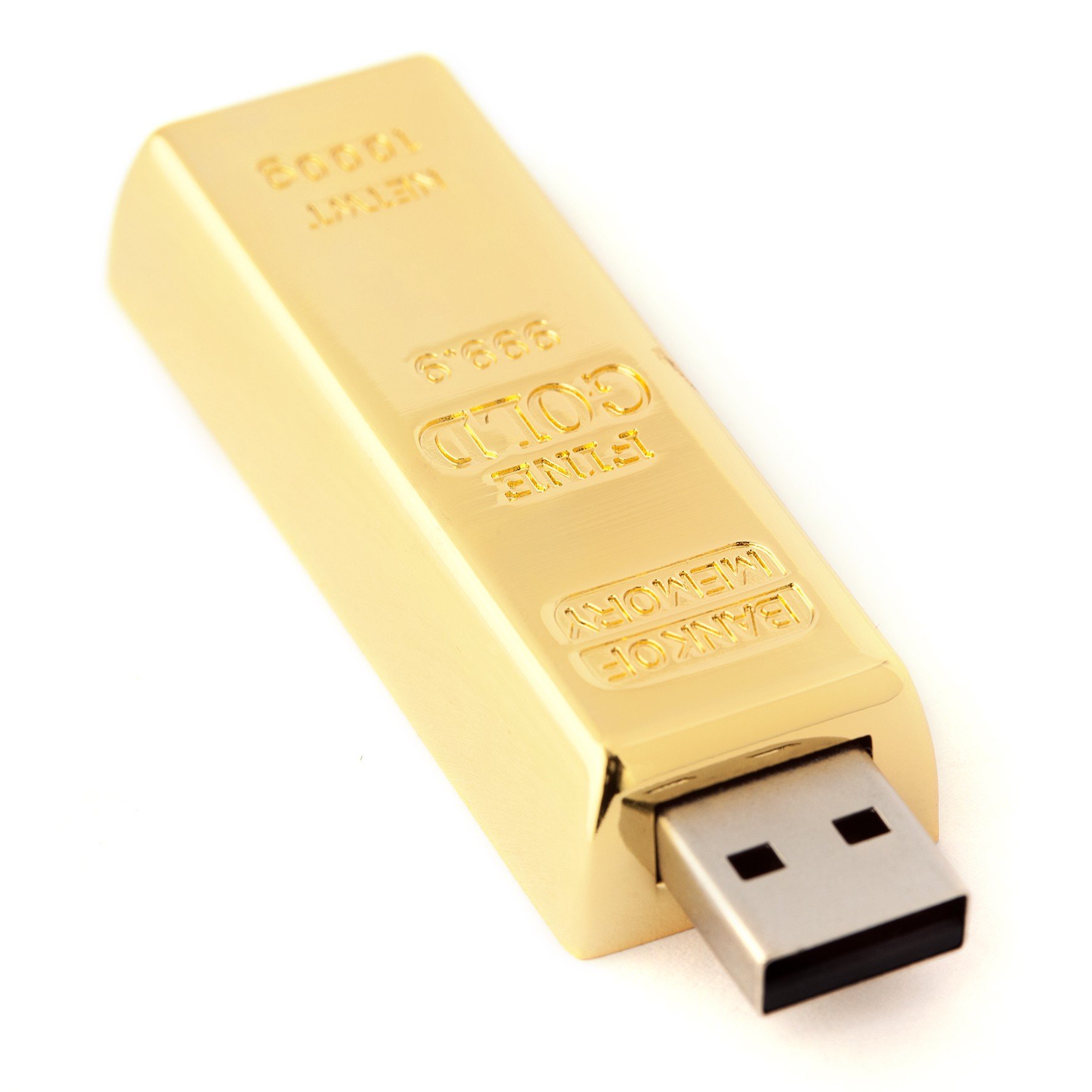 Gold Bullion USB Memory Stick 2GB - Flash Drive/School/Novelty/Gift