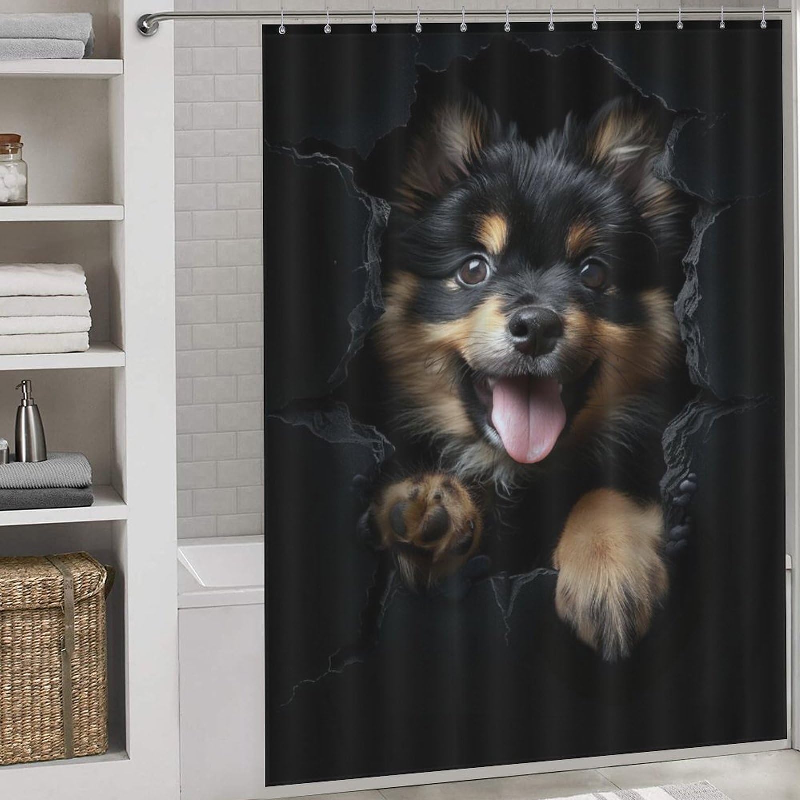 Rideau de douche Finnish Lapphund lavable pour éliminer les éclaboussures et décorer votre bain