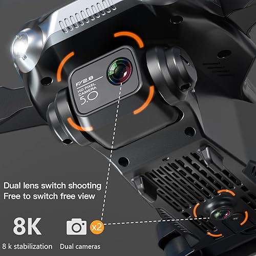 Miniatura 2 de GoolRC Dron V28 con cámara para adultos 8K, 5G WiFi plegable FPV, cuadricóptero RC con evitación de obstáculos de 360, retorno automático, vuelo de