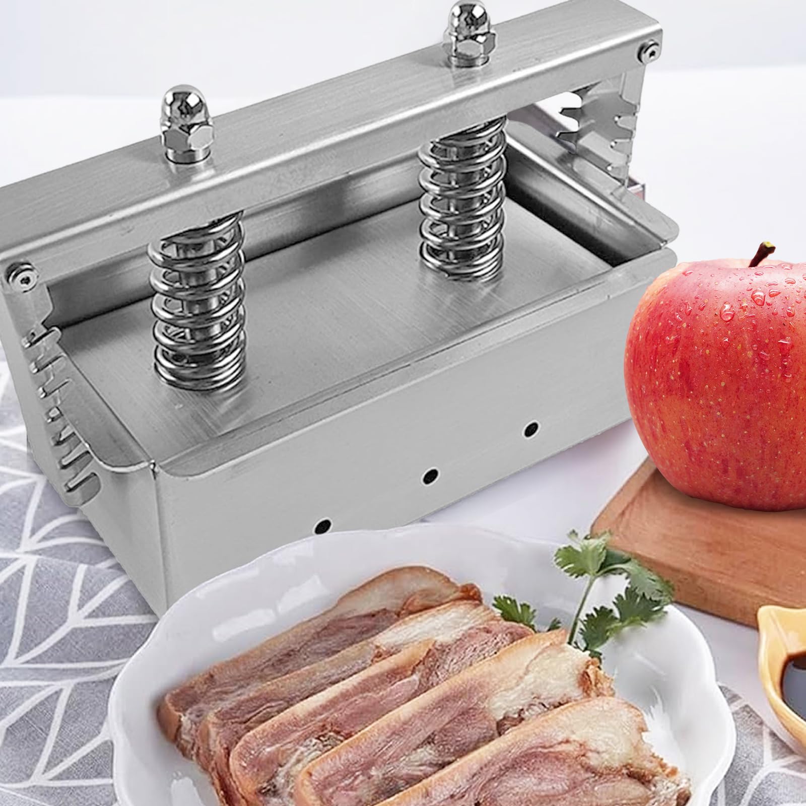 Moule à Viande en Acier Inoxydable, Boîte à Outils de Pressage de Viande de Jambon Presse à Viande Outil de Formage Rectangulaire avec Ressort de Compression DoubleP, 1 kg