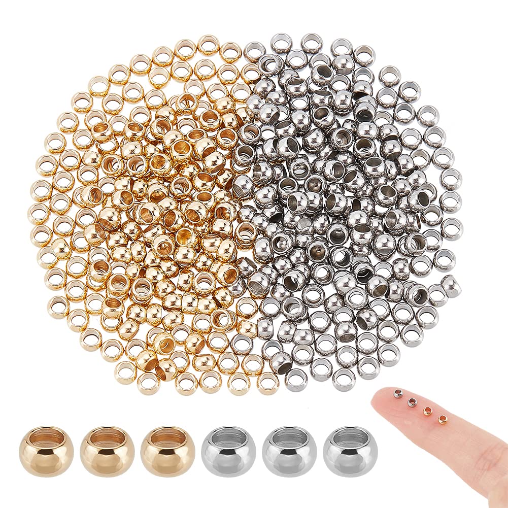 UNICRAFTALE 約400個 2色 つぶし玉 カシメ玉 3mm かしめ玉 304ステンレス ボールチップ ビーズチップ エンドビーズ 金具 クリンプエンド 折り圧着ビーズカバー ビーズパーツ ターミネータ ジュエリー作り アクセサリーパーツ 副資材 基礎パーツ ハンドメイド クラフト手芸用品