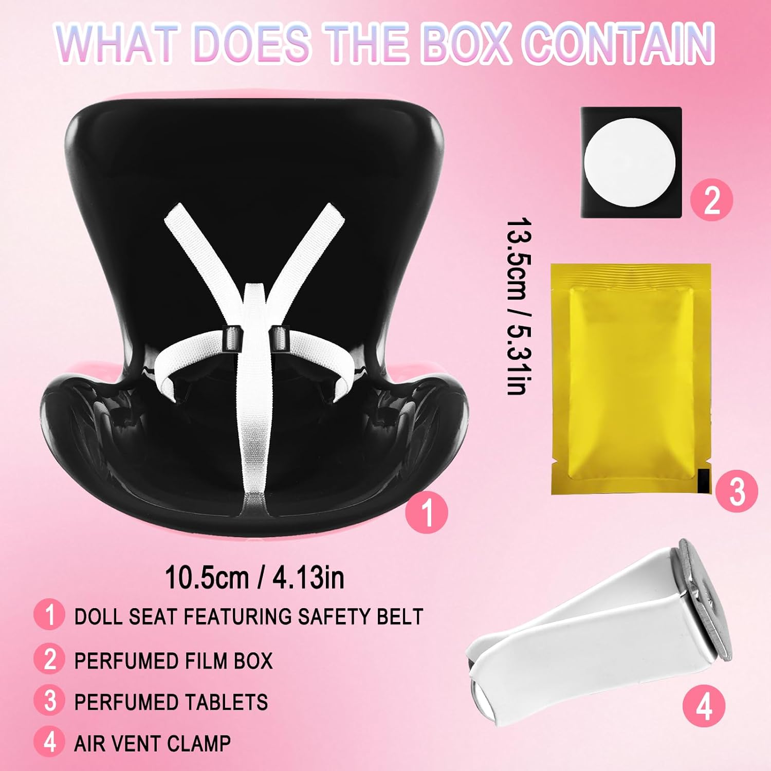 Car Seat for Dolls 10-17cm Have a Seat Car Air Vent Clip Safety Chair Accessories for Protecting Decorations Doll Sofa Black Interior Ornaments Suitable for Fans Dolls Collectors Display