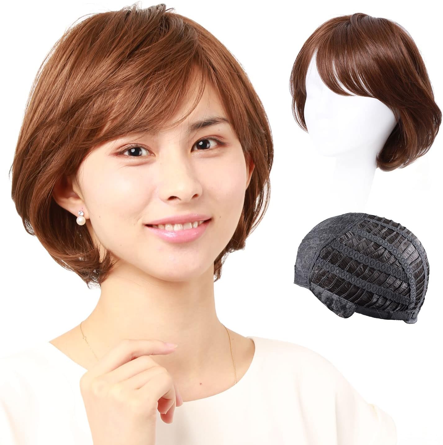 芸能人愛用 私元気 ショート レイヤーボブ フルウィッグ 女性 かつら ウィッグ デイリーウィッグ ファッションウィッグ ブラック ブラウン ライトブラウン ライトアッシュ ミセス 自然 ナチュラル ゆるめカール ふんわり お手入れ簡単 フリーサイズ M009 ファッション用
