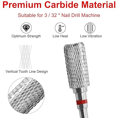 Miniatura 2 de Brocas de uñas de seguridad, brocas de carburo de 332 pulgadas, broca profesional para taladro de uñas, adecuadas para manicura, pedicura, cutícula,