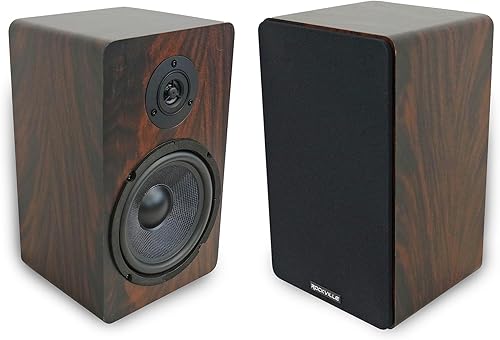 Miniatura 11 de Rockville RockShelf 54C V2 360W - Altavoces de madera para estantería de 5.25 pulgadas, 4 ohmios, woofer audiófilo, tweeter de seda, montaje en