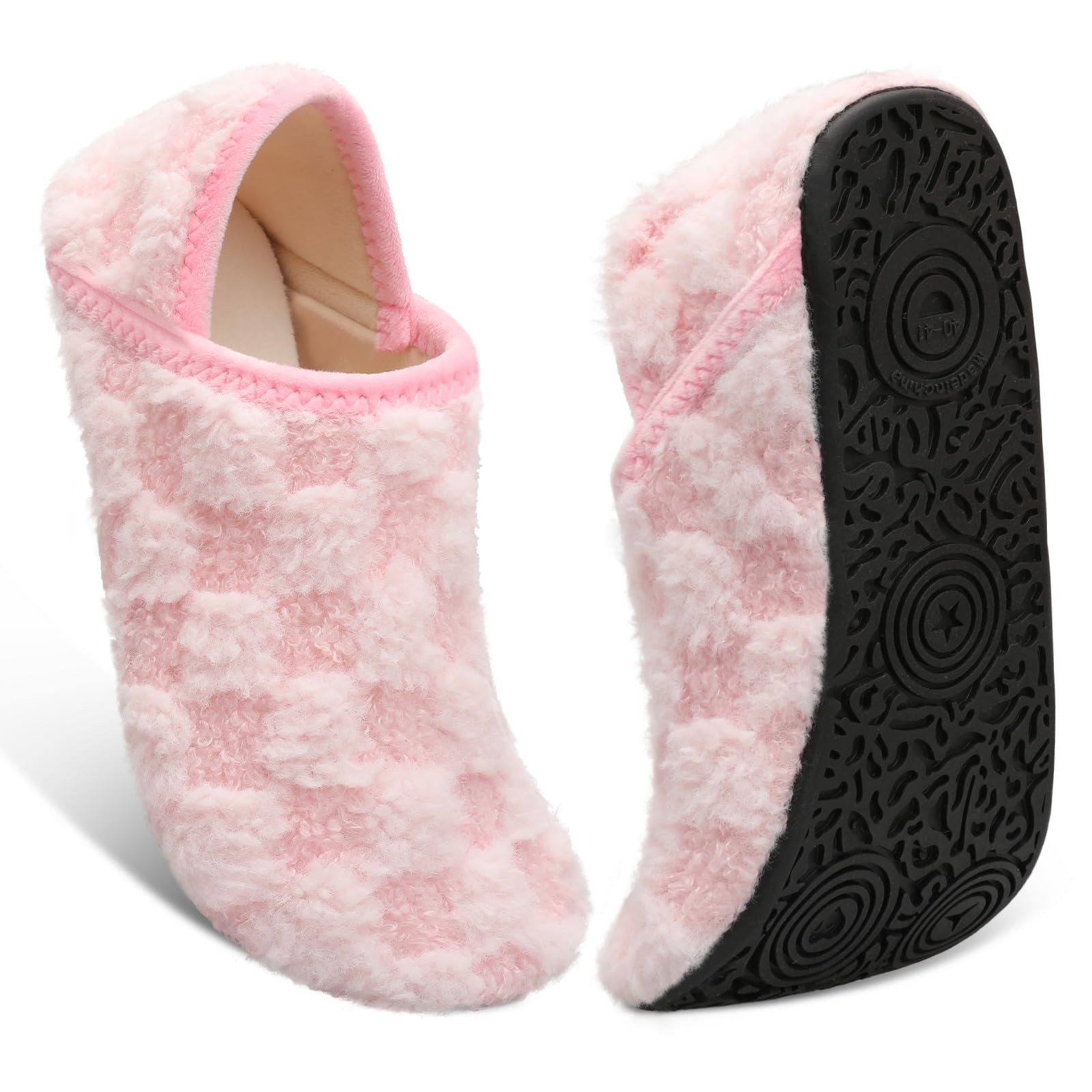 Fires Womens Mens Slippers with Rubber Sole Soft-Lightweight House Slipper Socks Around House Shoes Non Slip Indoor/Outdoor