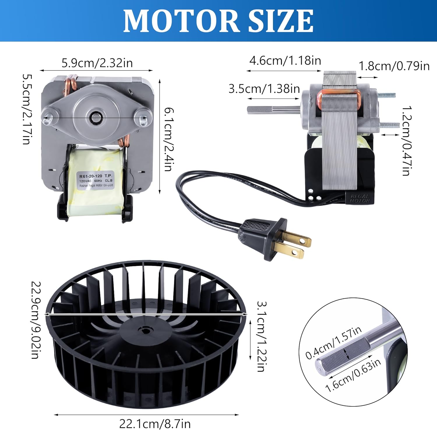 S97017646 S99080592 Bathroom Exhaust Fan Motor and Blower Wheel Replacement – Compatible with Broan NuTone 605P 605RP 665F 665P 665RP 668P 668RP 9965 9905 – Replace Part S97017646, S99080592