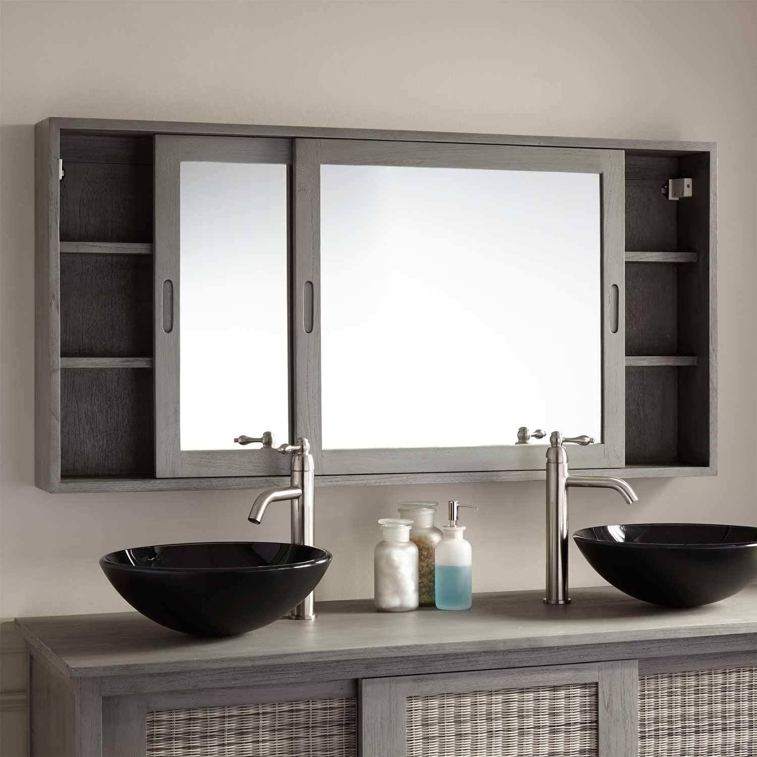 Best Cyber Deals 🔥 Signature Hardware 929171 Wulan 55-1/4 W x 27-1/2 H Teak Framed Double Door Medicine Cabinet