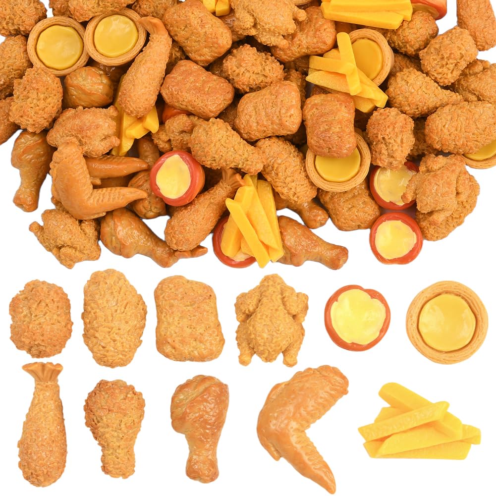 Cuisses de poulet réalistes en résine SUNNYCLUE | Lot de 110 pièces et 11 styles miniatures
