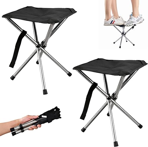 Taburete de camping ultraligero para mochileros, capacidad de 275 libras, configuración de 1 segundo, impermeable, diseño de doble altura para