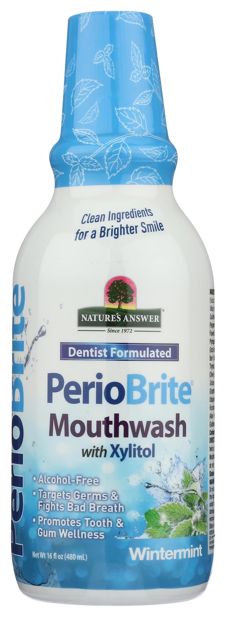 Nature's Answer Periobrite Winter Mint Mouthwash | Promotes Healthy Teeth & Gums| Fights Bad Breath | Fluoride-Free, Alcohol-Free, Gluten-Free & Vegan| No Artificial Preservatives 16oz