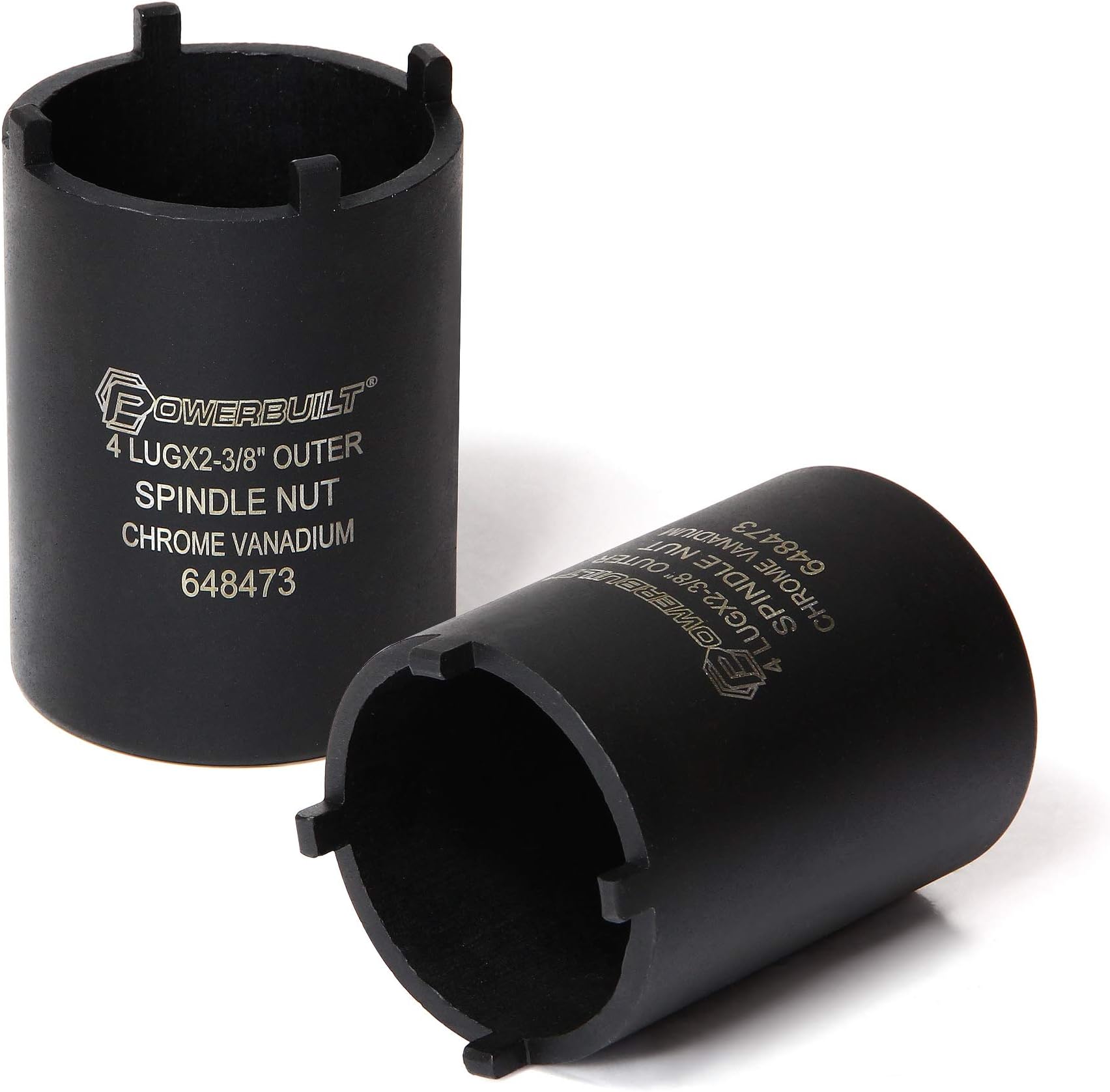 Powerbuilt Spindle Nut Socket, 4 Lug, 2-3/8 Inch Outer Diameter, Bronco Ranger Ford Chevy GMC Pickup Trucks and SUV - Black 648473