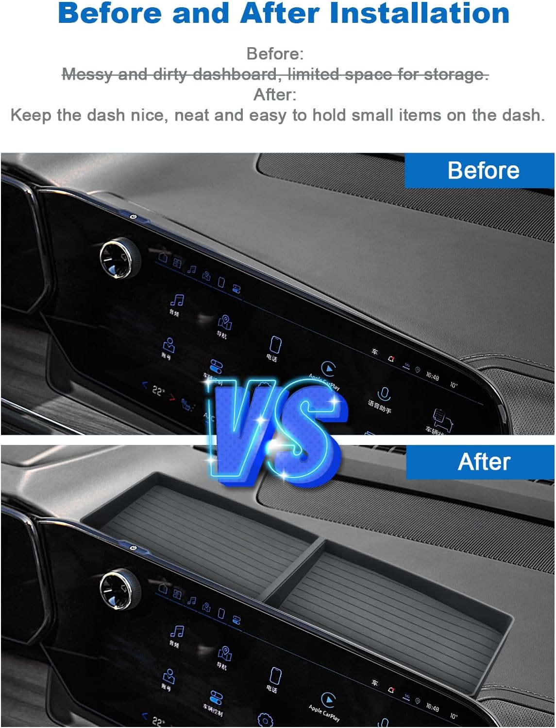 CDEFG Dashboard Storage Tray for 2025 2026 Chevy Suburban Tahoe Screen Compatible with 2025 2026 Chevrolet Suburban Chevy Tahoe Accessories Behind-Screen Dash Organizer