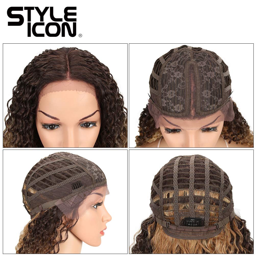 Style Icon 38” Long Curly Wig Lace Front Wigs Synthetic Wigs with Baby Hair Half Hand Tied 130% Density Hair Replacement Wigs (38", TAT6/27/24E)