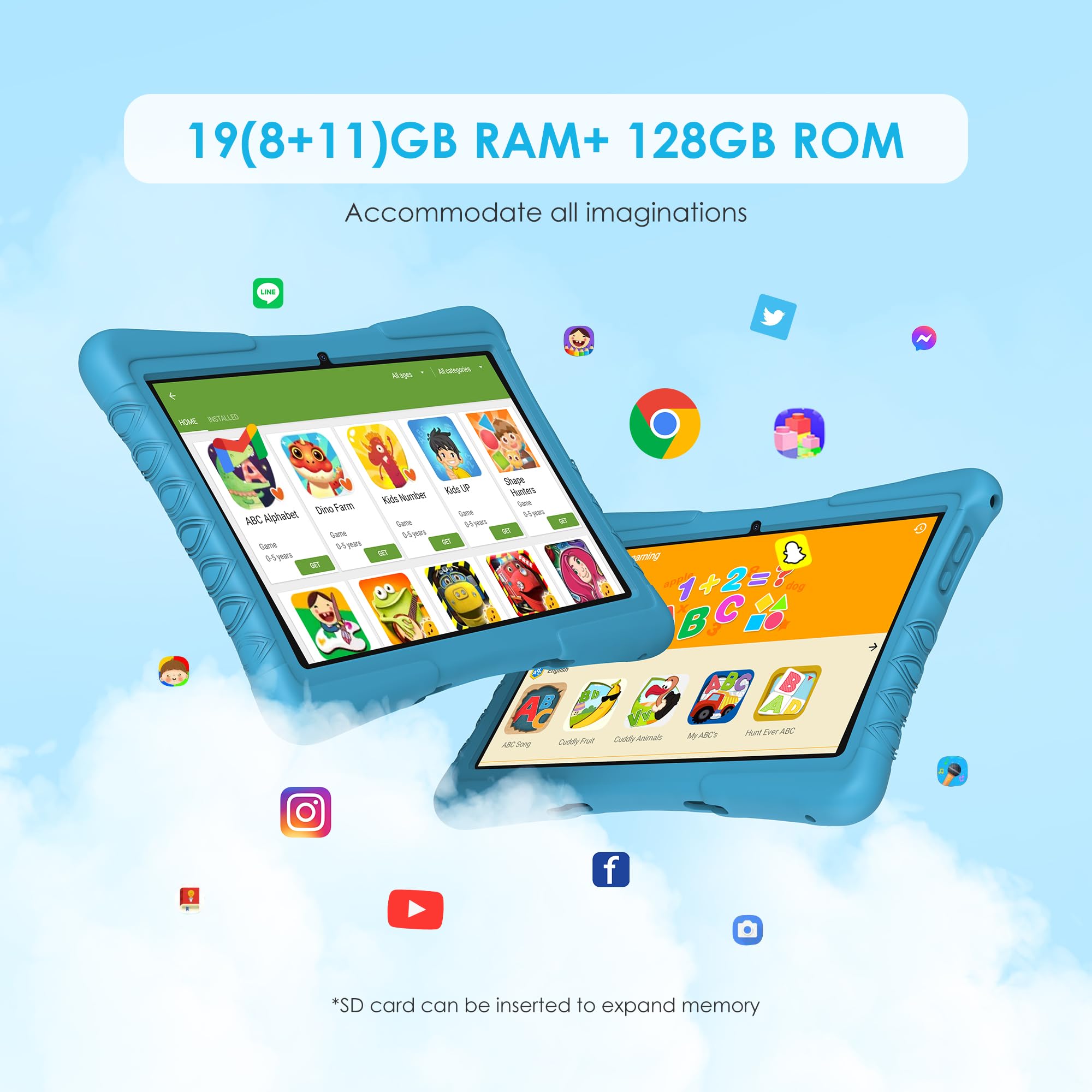 Tablette Pour Enfants 10 Pouces,20Gb Ram 128Gb Rom (Sd Expandable