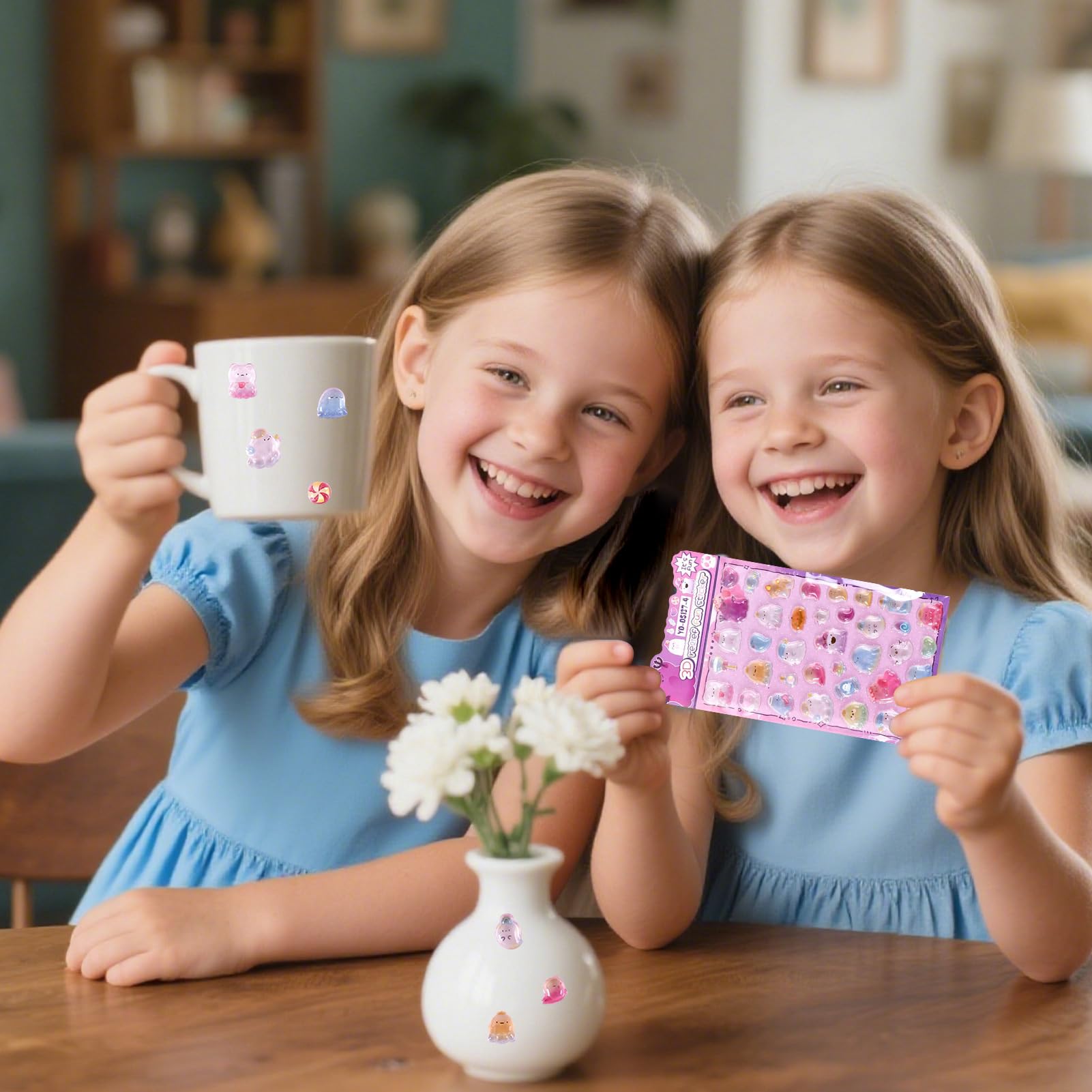Adesivi 3D Decalcomanie Varie | Motivo Animali in Stile Fumetto per Ragazzi Ragazze Bambini Diario Creativo Quaderno Custodia Telefono Valigie