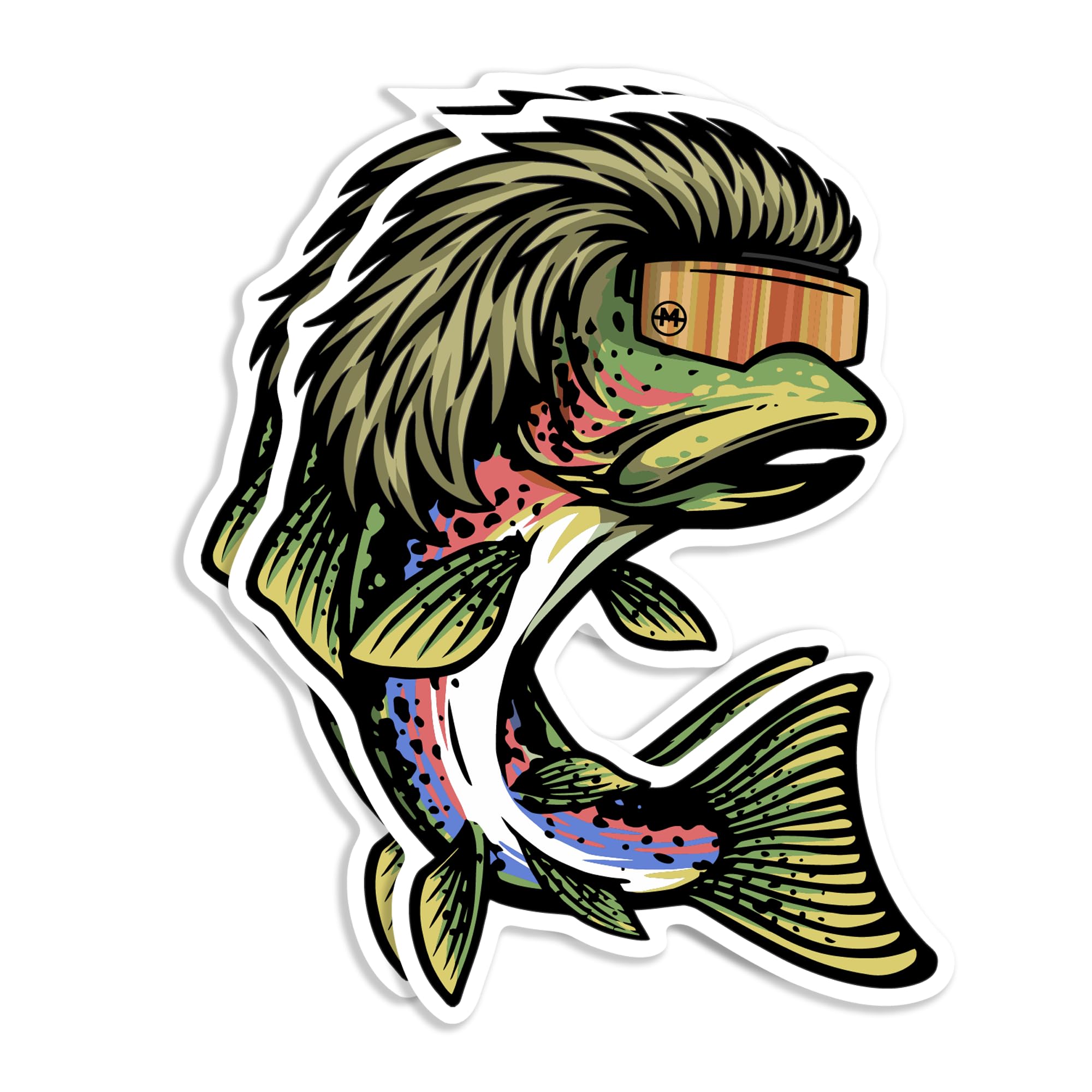 United by Color Mullet Trout Stickers (2Pc) - Strong Adhesive Waterproof Trout Fishing Stickers and Decals - No Fade, Used for Window, Water Bottle,