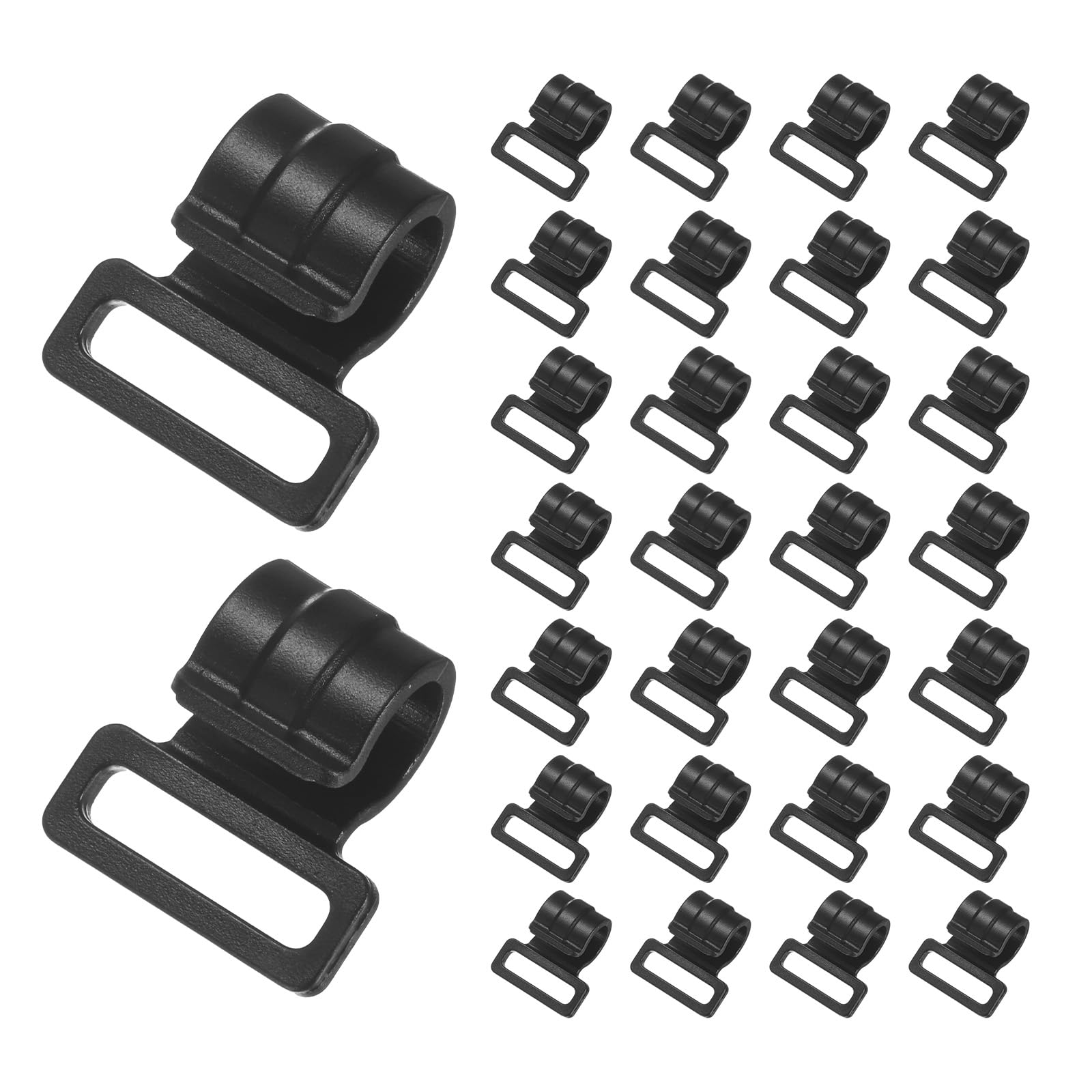 TIXIPEM 0.86IN Tent Pole Clips [30PCS] - C-Shaped Clamp Use for Camping & Awning Tent & Canopies Poles - [POM Plastic] Tent Pole Attachment Clips Webbing Strap Clamp
