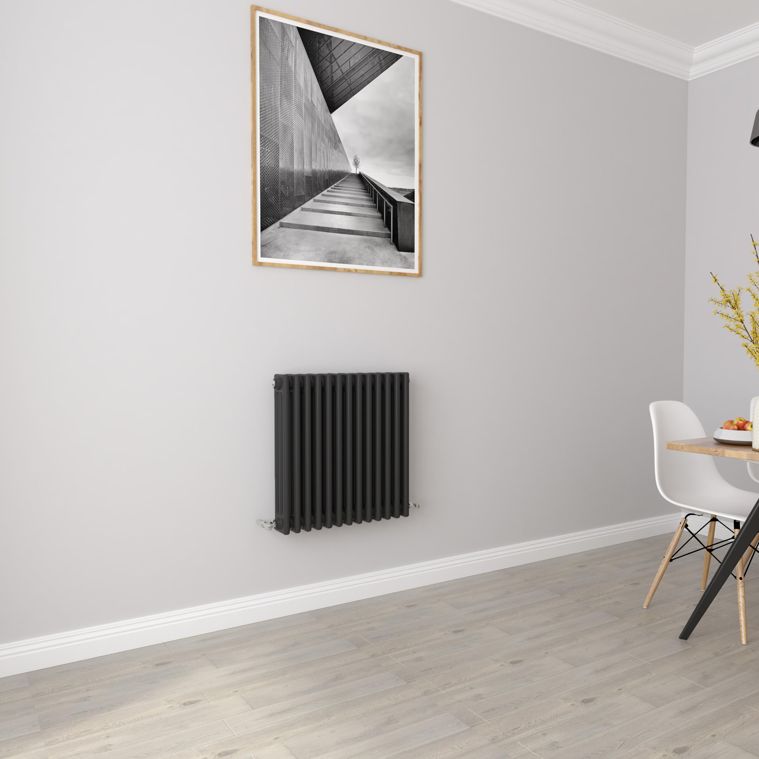 Radiateur chauffage central fonte noire 600x605 mm pour salon rétro chic