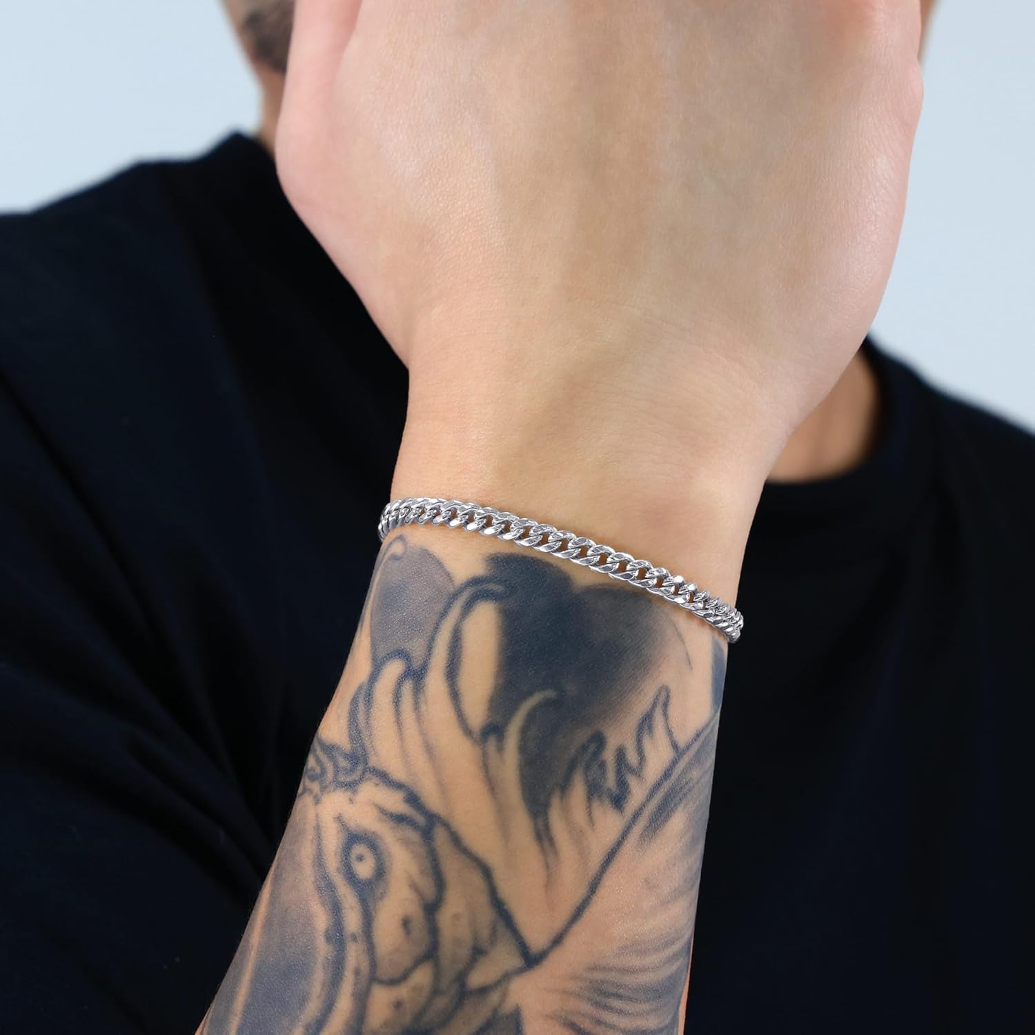 Nuragold 10K Real White Gold Miami Cuban Link 4.5mm Chain Bracelet (7"-9") Italian Jewelry for Men & Women