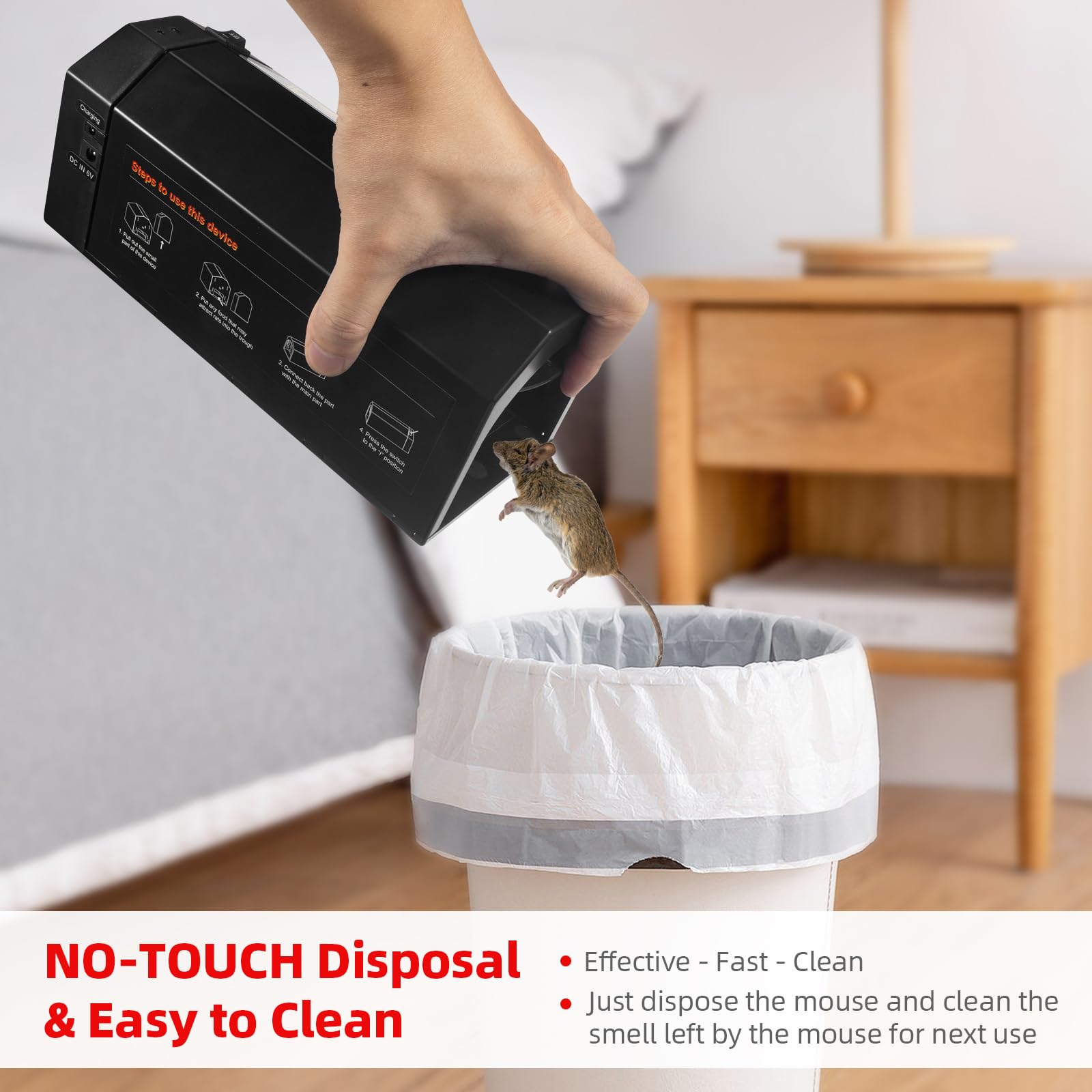 Trappola elettrica per topi Zapper potente trappola per topi interni per case con porta anti-fuga, efficace e riutilizzabile, trappola elettrica per roditori e topi, anti-shock, per casa, cucina
