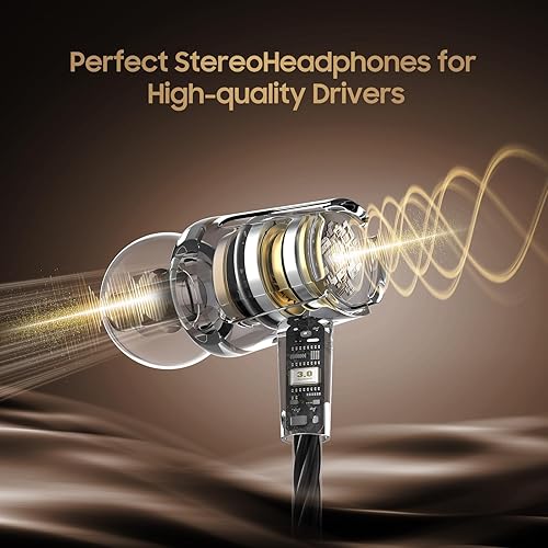 Miniatura 2 de Rayleigh Paquete de 3 auriculares USB C con micrófono, auriculares con cable con graves pesados, auriculares tipo C con aislamiento de ruido, Negro