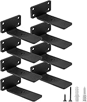 Vista 23 de HITOMEN Soportes de estante flotantes resistentes, accesorios de estantes ocultos de 8 pulgadas (1/5 pulgadas de grosor), soportes de hierro L