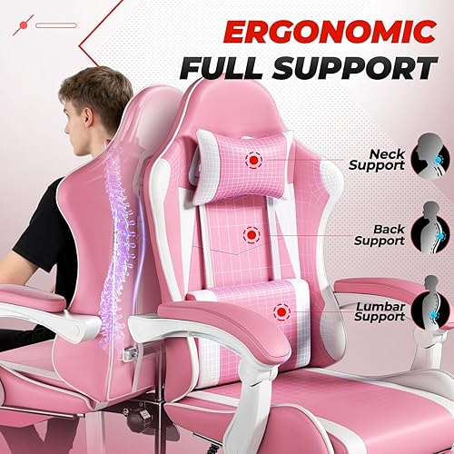 Miniatura 5 de Silla de oficina ergonómica Auto Dynasty para juegos, silla de oficina de respaldo alto con soporte lumbar ajustable, enlace de reposabrazos,