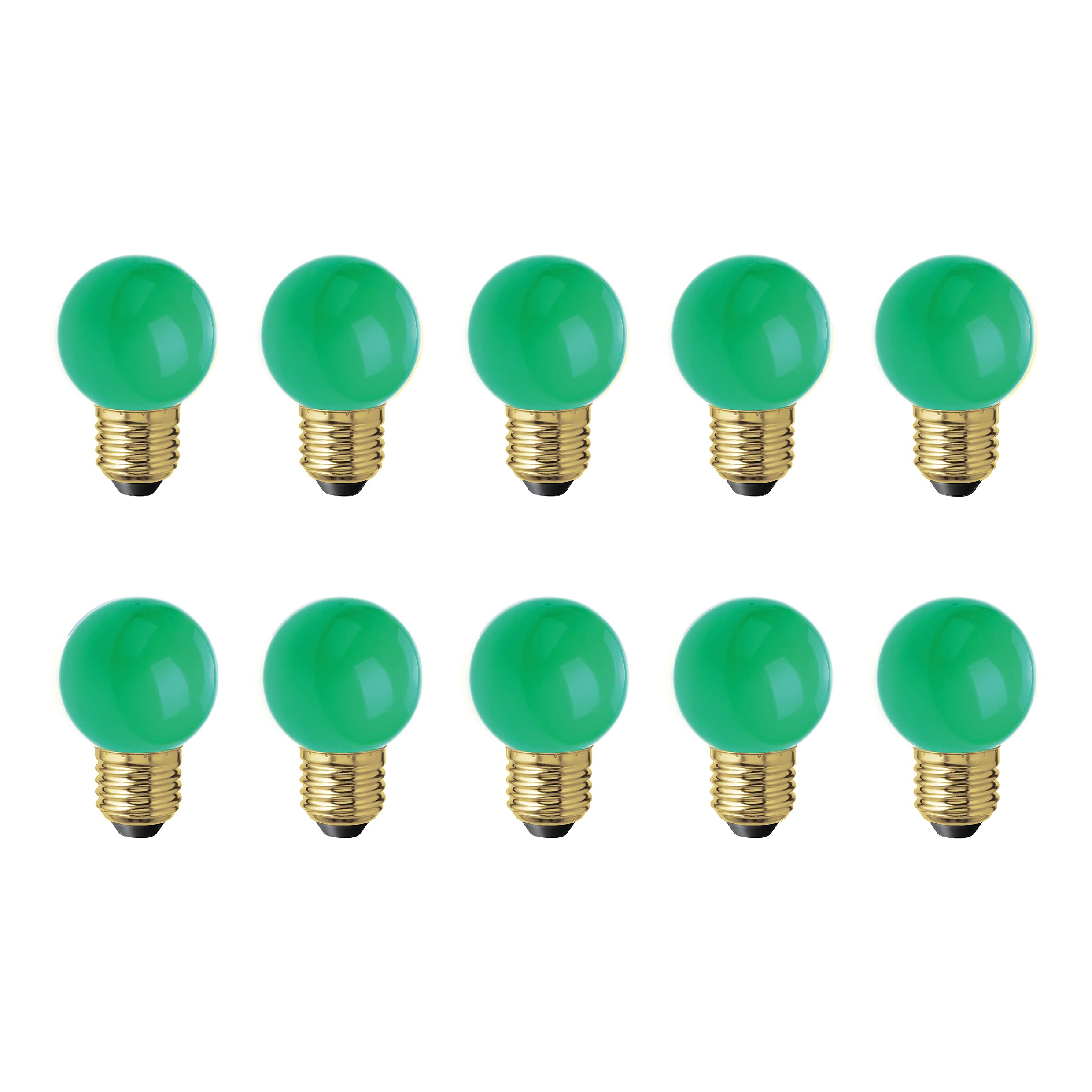 AMARCORDS - Lot de 10 ampoules LED d'extérieur résistantes à l'eau, lumière chaude 2700 K, verre vert type globe, E27, 1 W