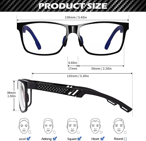 Miniatura 4 de ANYLUV Gafas de bloqueo de luz azul para hombre, gafas de juegos de computadora, ligeras, de metal Al-Mg, protección ocular antifatiga ocular