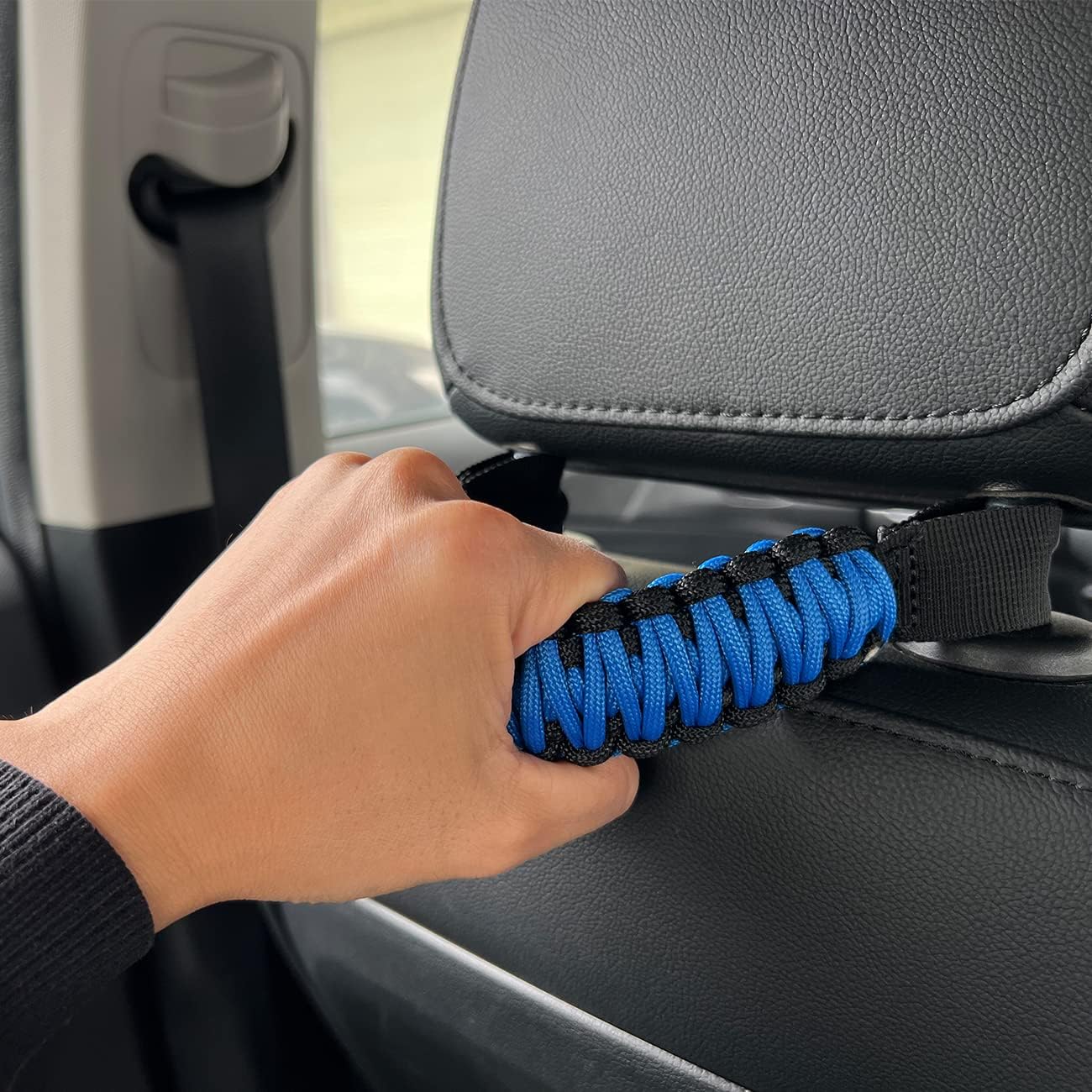 Headrest Grab Handles fit for Jeep Wrangler TJ JK JL Land Cruiser FJ Suzuk,Grab Handles for Jeep Wrangler,Hand Made Seat Mount Grab Handles,Heavy Duty,2pcs Black/Blue