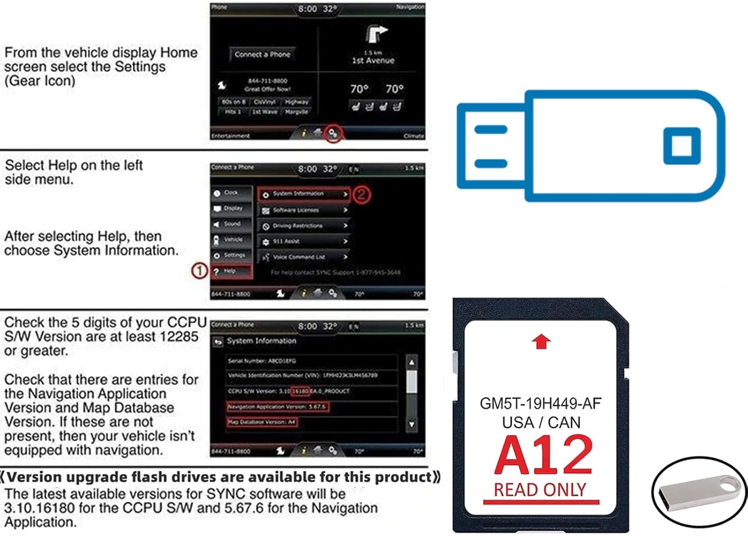 Buy ZAORD Ford Navigation SD Card Car GPS Card Update Latest Maps US