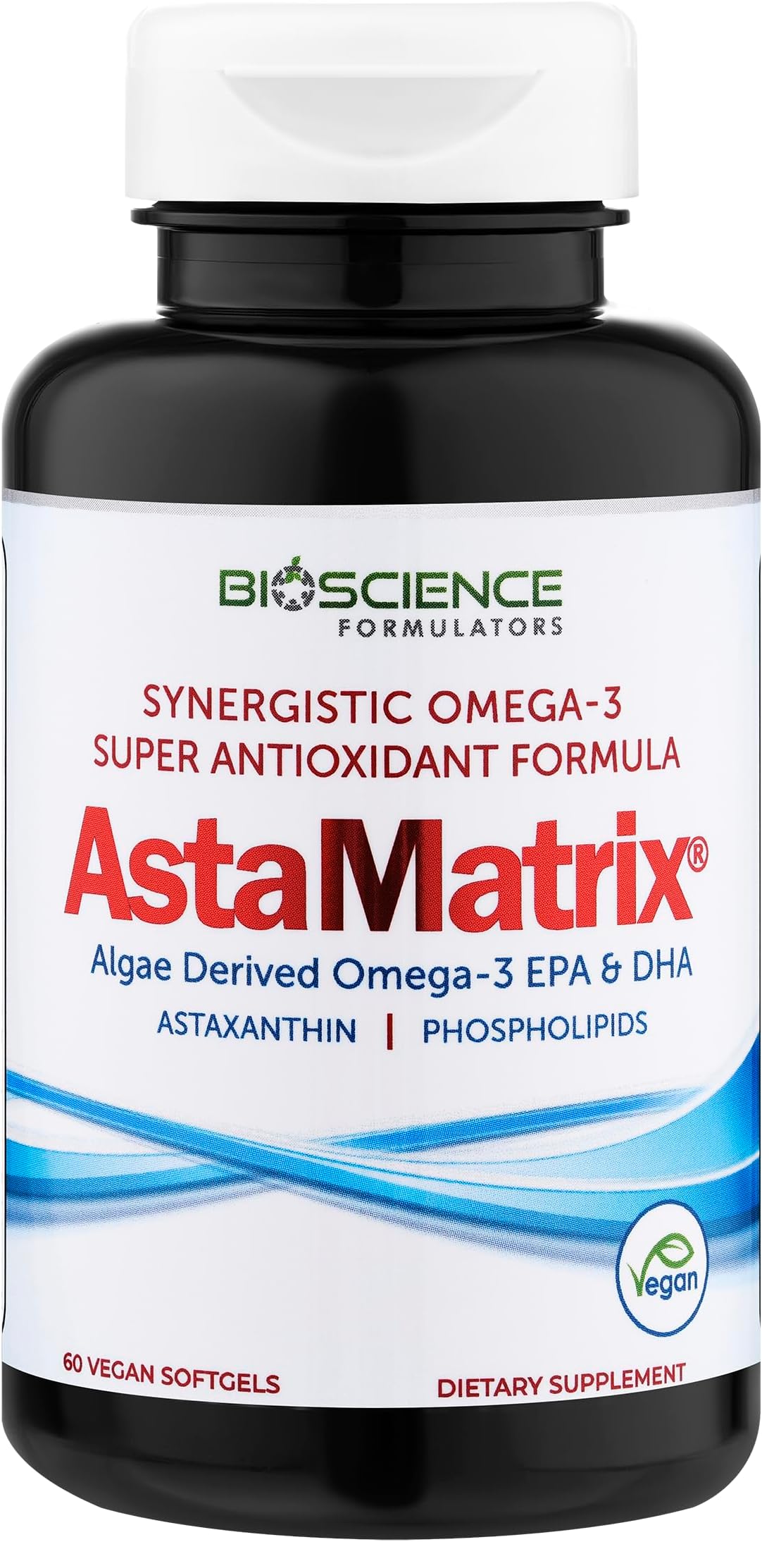 AstaMatrix® Algal Omega 3 DHA EPA Astaxanthin Phospholipids| Vegan-Friendly Alternative to Krill Oil or Fish Oil | 60 Vegan SoftGels