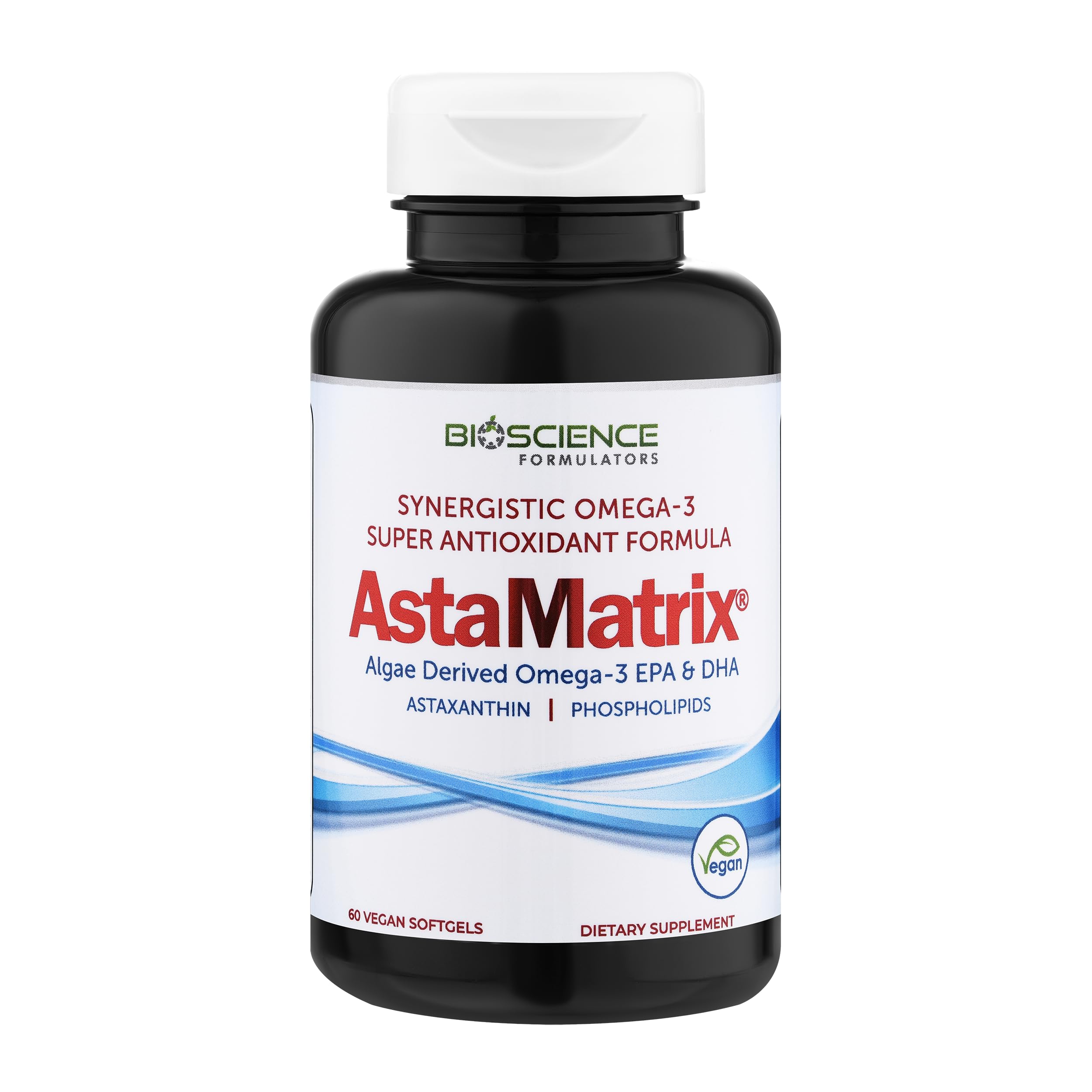 AstaMatrix® Algal Omega 3 DHA EPA Astaxanthin Phospholipids| Vegan-Friendly Alternative to Krill Oil or Fish Oil | 60 Vegan SoftGels