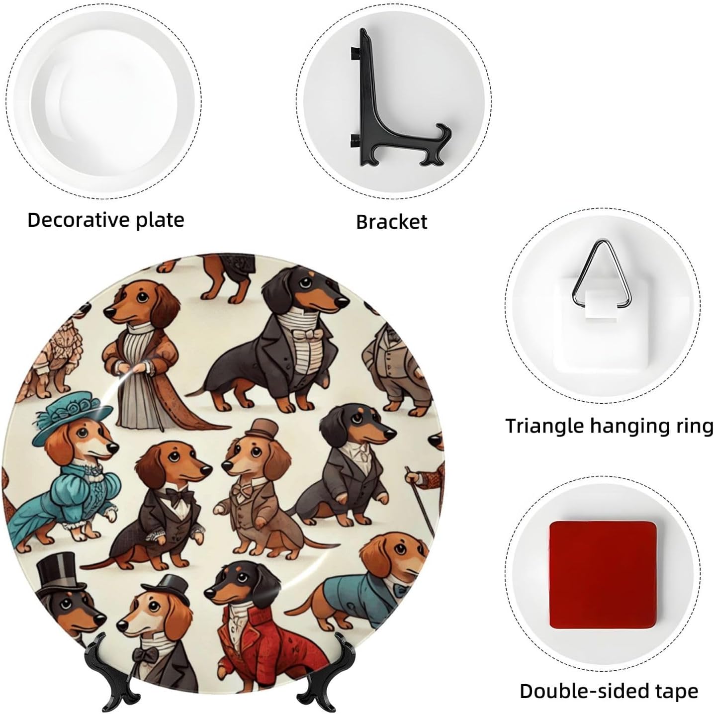 Aristocratic-Dachshunds 10 Inch Decorative Plate With Stand, Elegant Display Wall Plate For Home Decor