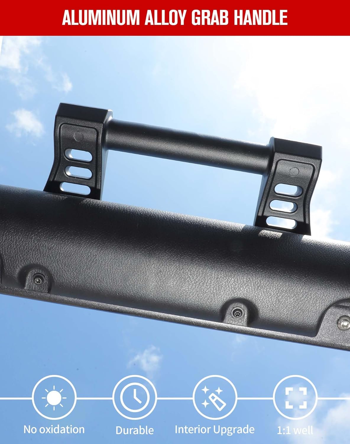 JeCar Grab Handles Aluminum Alloy Roll Bar Handles Interior Accessories Compatible with Jeep Wrangler 2018-2023 JL JLU & 2020-2023 Gladiator JT Truck, 1 Pair