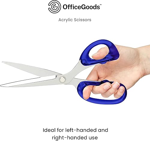 Miniatura 5 de OfficeGoods Tijeras acrílicas de acero inoxidable de 9 pulgadas para oficina y hogar, tijeras estéticas y afiladas multiusos, perfectas para coser,