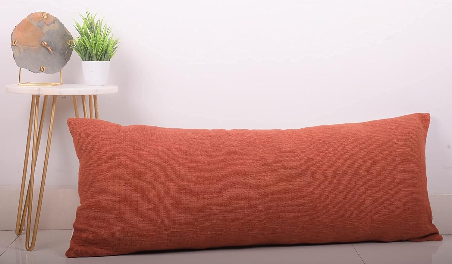Trade Star Handmade Throw Pillow Cover Handloomed Cushion Case 100% Cotton Cushion Cover Designer Cushion Cover Luxurious Pillow Cover Decorative Oblong for Living Room (Rust Solid 14X36 INCHES)