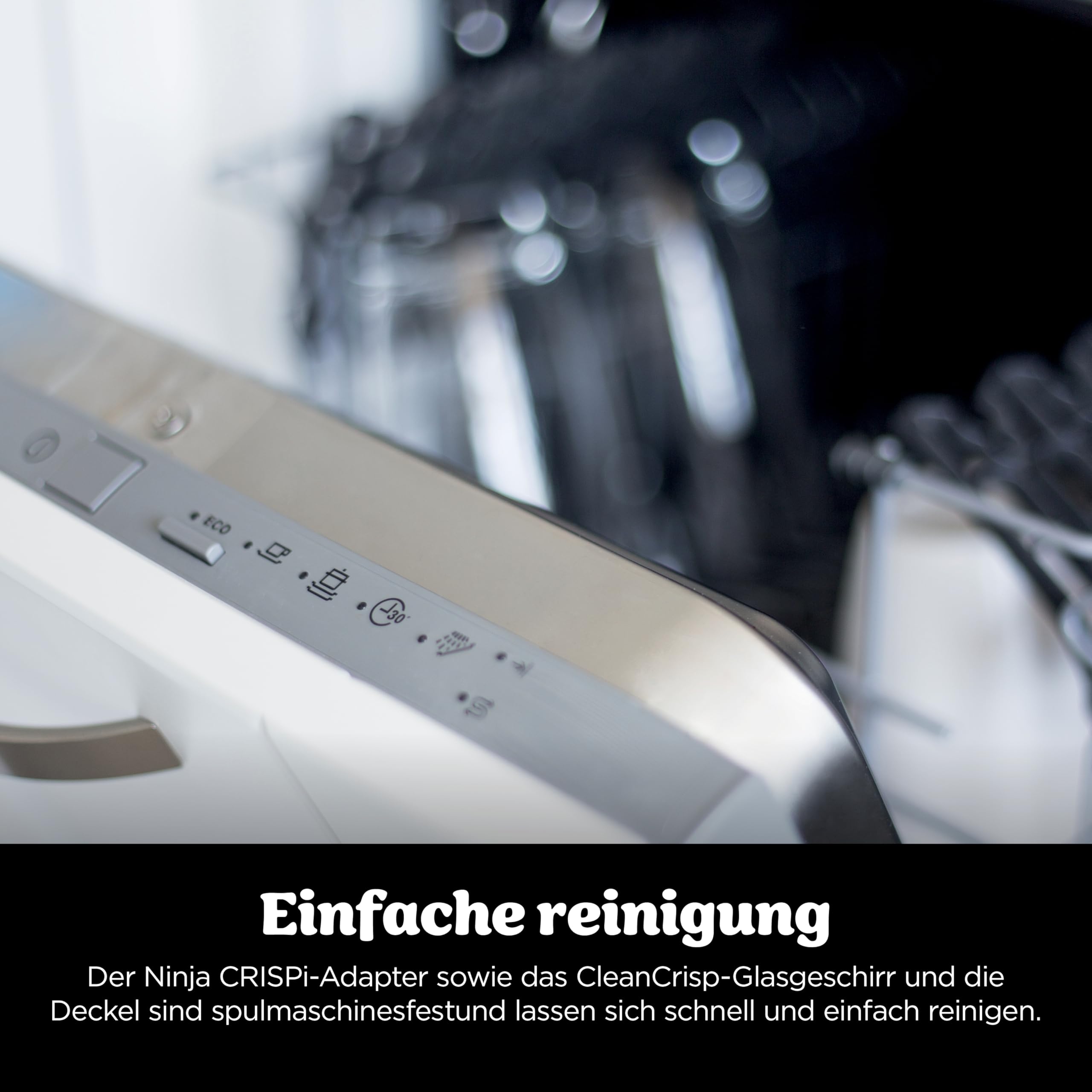 Ninja CRISPi Tragbare Heißluftfritteuse, 3,8 l & 1,4 l, 4-in-1: Heißluftfrittieren, Braten, Warmhalten, Aufknuspern, kompakt, 6 Portionen, 2 Glasbehälter & Deckel, 1700 W, Ingwerbraun FN101EUGD