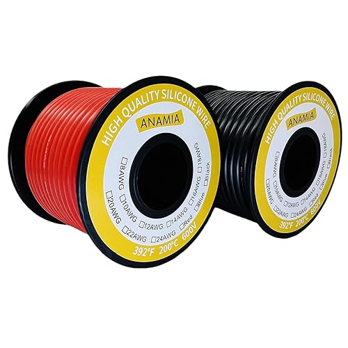 Vista 93 de ANAMIA Alambre de silicona de calibre 12 de 50 pies, color azul, flexible 12 AWG, cable de batería de cobre estañado trenzado, alta temperatura