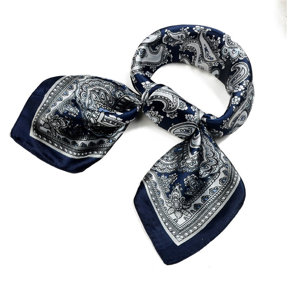 Uk_stone Men's Darkblue Paisley Pattern Bandana Neckerchief 100% Silk Tie Suit Pocket Towel Multifunctional Scarf 50 X 50 Cm, Größe: 50 X 50Cm (19,5" X 19,5 ")