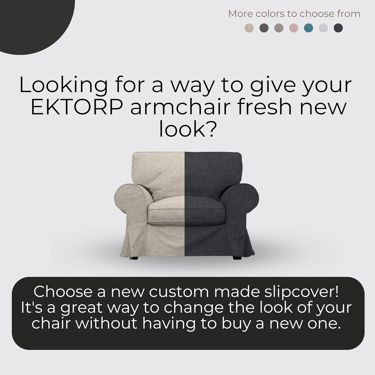 comfortly | Cover for Ektorp Armchair, Replacement Slipcover, Heavy Duty 3 pcs Cover, Pets and Stain Proof Durable Nano-Tech Fabric, Easy to Clean & Replace (Cashmere Blends - Silver)