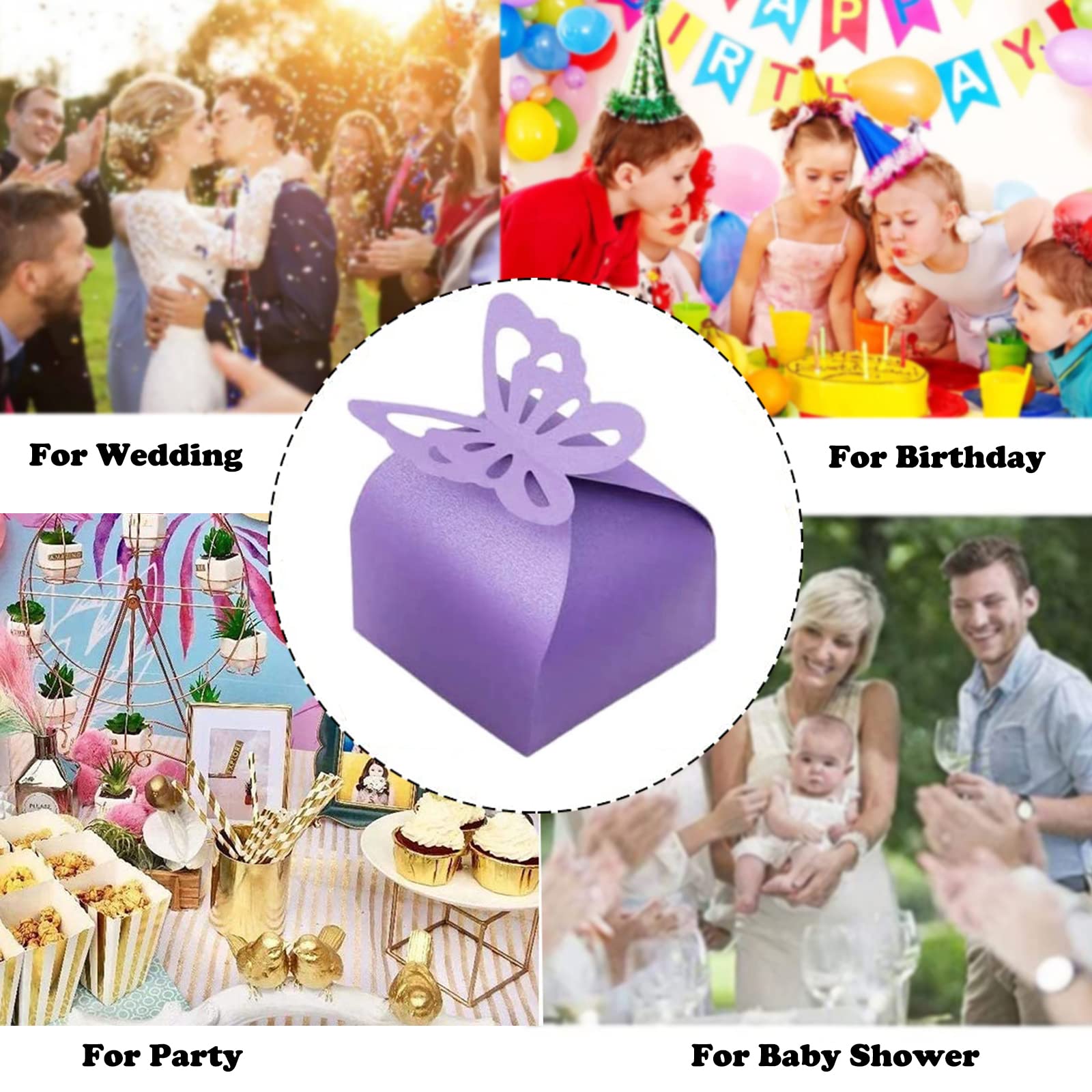 Cajas De Favores Para Bodas - Diseño Con Mariposas, Corazones Y Dulces, Para Detalles De Boda