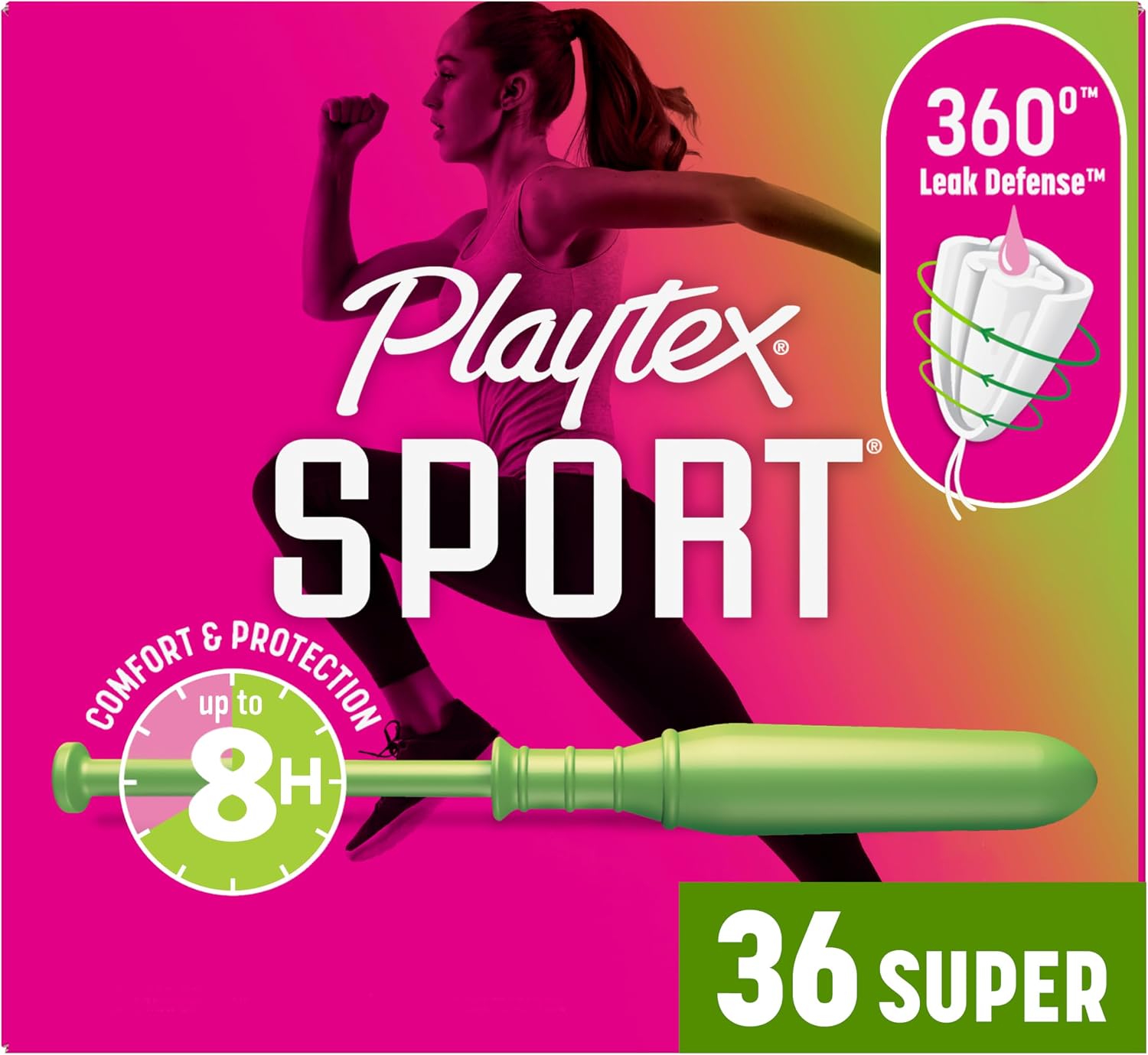 Playtex Sport Tampons Super, with 360 Leak Defense, Fragrance Free, 36 ct