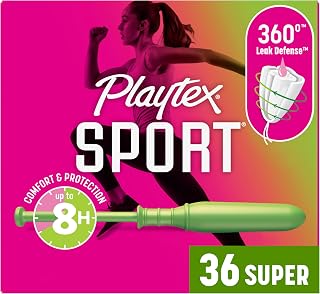 Playtex Sport Tampons Super Absorbency, Fragrance-Free - 36ct | Super Tampons for Women, Feminine Care, Playtex Tampon with 360 Leak Defense