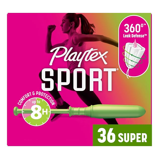 Playtex Sport Tampons Super Absorbency Fragrance-Free - 36ct Super Tampons for Women Feminine Care Playtex Tampon with 360