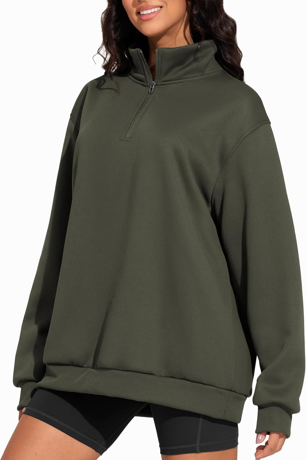 THE GYM PEOPLE Women's Oversized Sweatshirt Half Zip Fleece Pullover Long Sleeve Workout Tops - Image 4