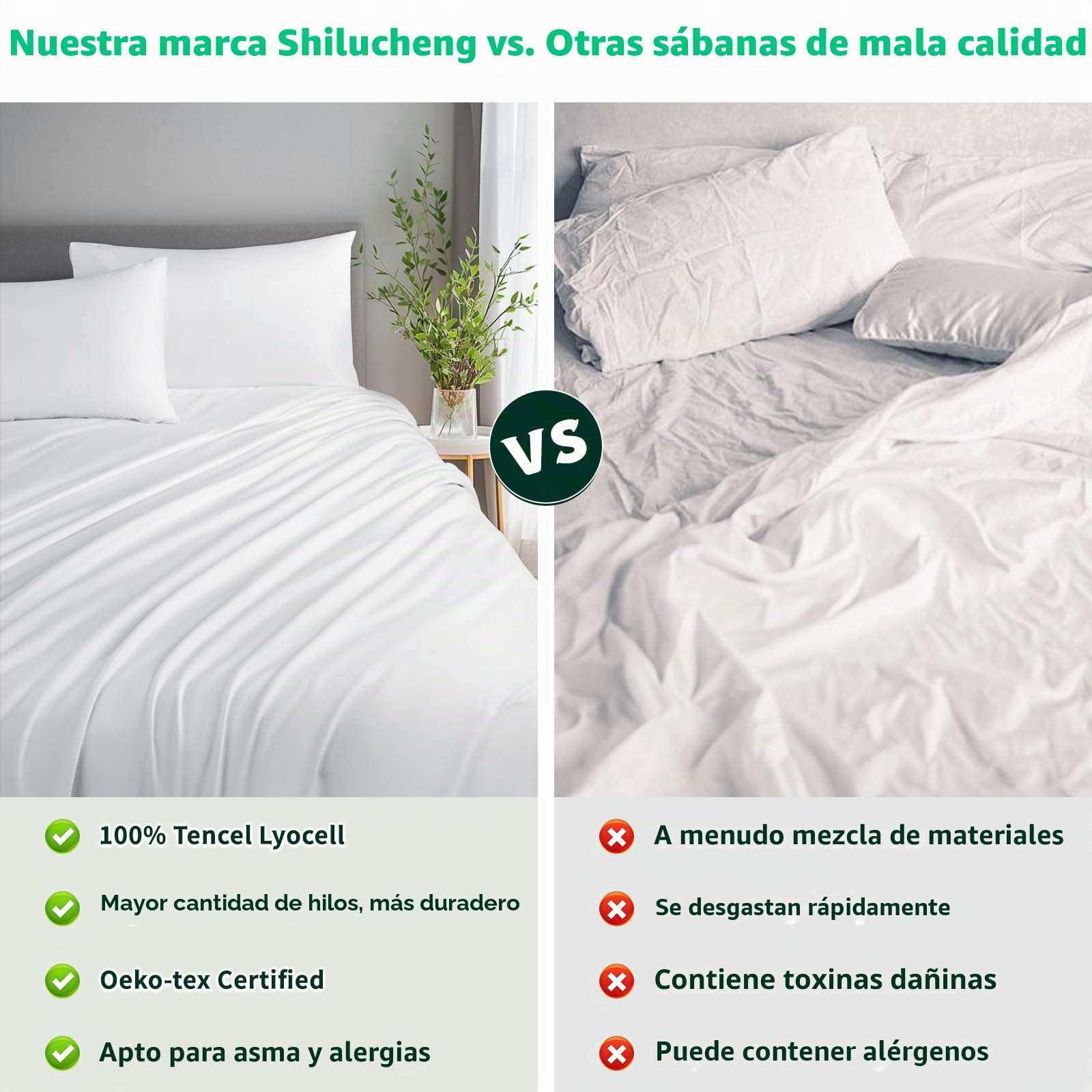 Shilucheng - Juego de sábanas Tencel, 100% sábanas de lyocell de eucalipto, más frescas que el algodón y el lino, sábanas de verano de enfriamiento 4 piezas, bolsillos profundos de 40,6 cm (blanco